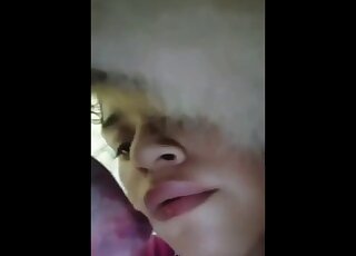 Sexy lips zoophile worships that penis on camera