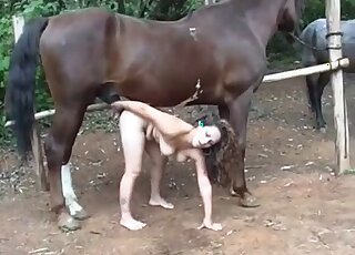 Kinky angel knows how to suck a horse penis